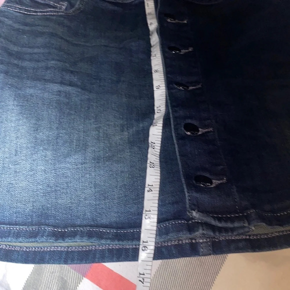 Express denim jeans button Down mini skirt Sz 10 - Picture 6 of 12